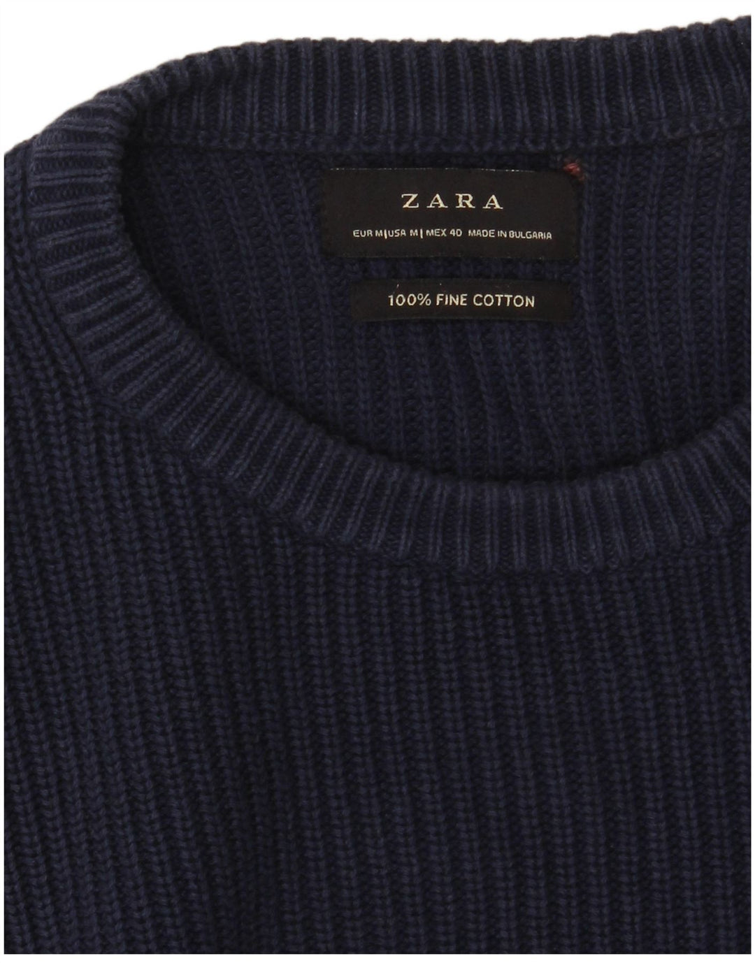 ZARA sweater med rund hals til mænd mellem marineblå bomuld