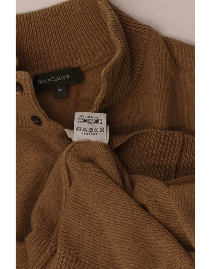 Henry Cottons Herre Button Neck Jumper Sweater Medium Beige Uld