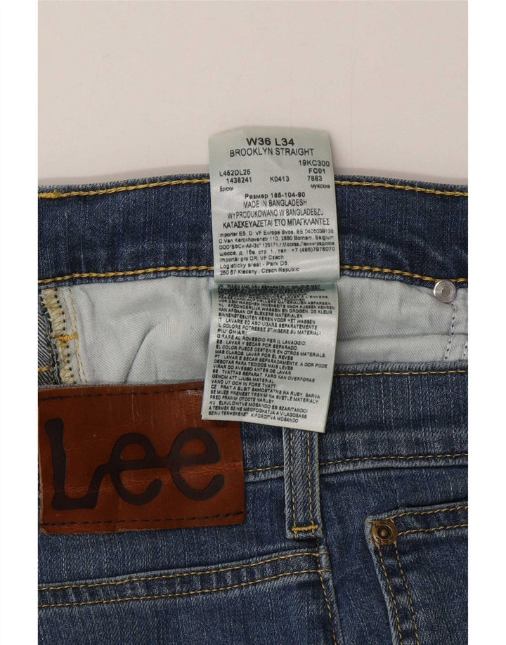 Lee Herre Brooklyn Straight Jeans W36 L32 Blå Bomuld