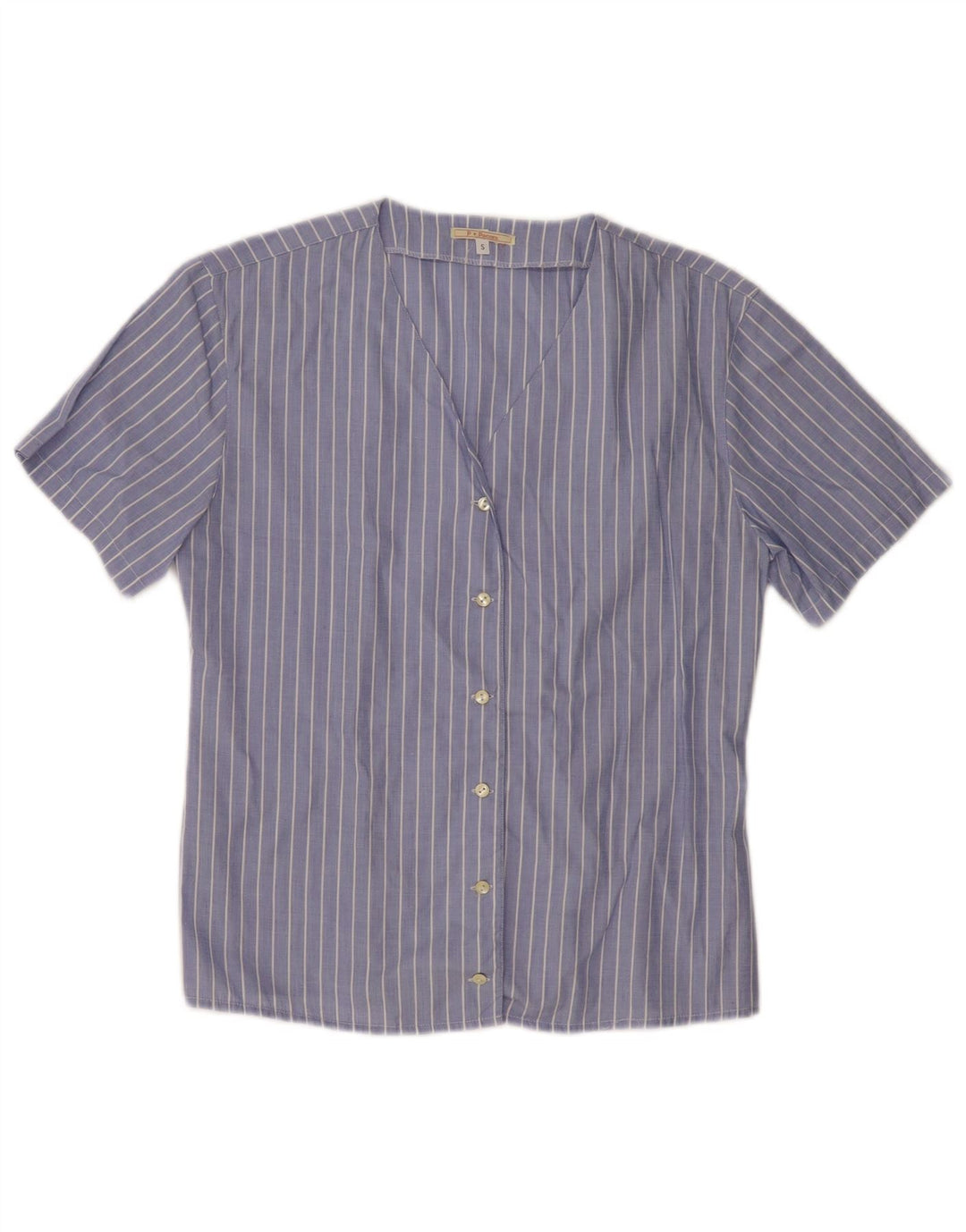 PAOLO PECORA Womens Short Sleeve Shirt UK 10 Small Blue Pinstripe Cotton