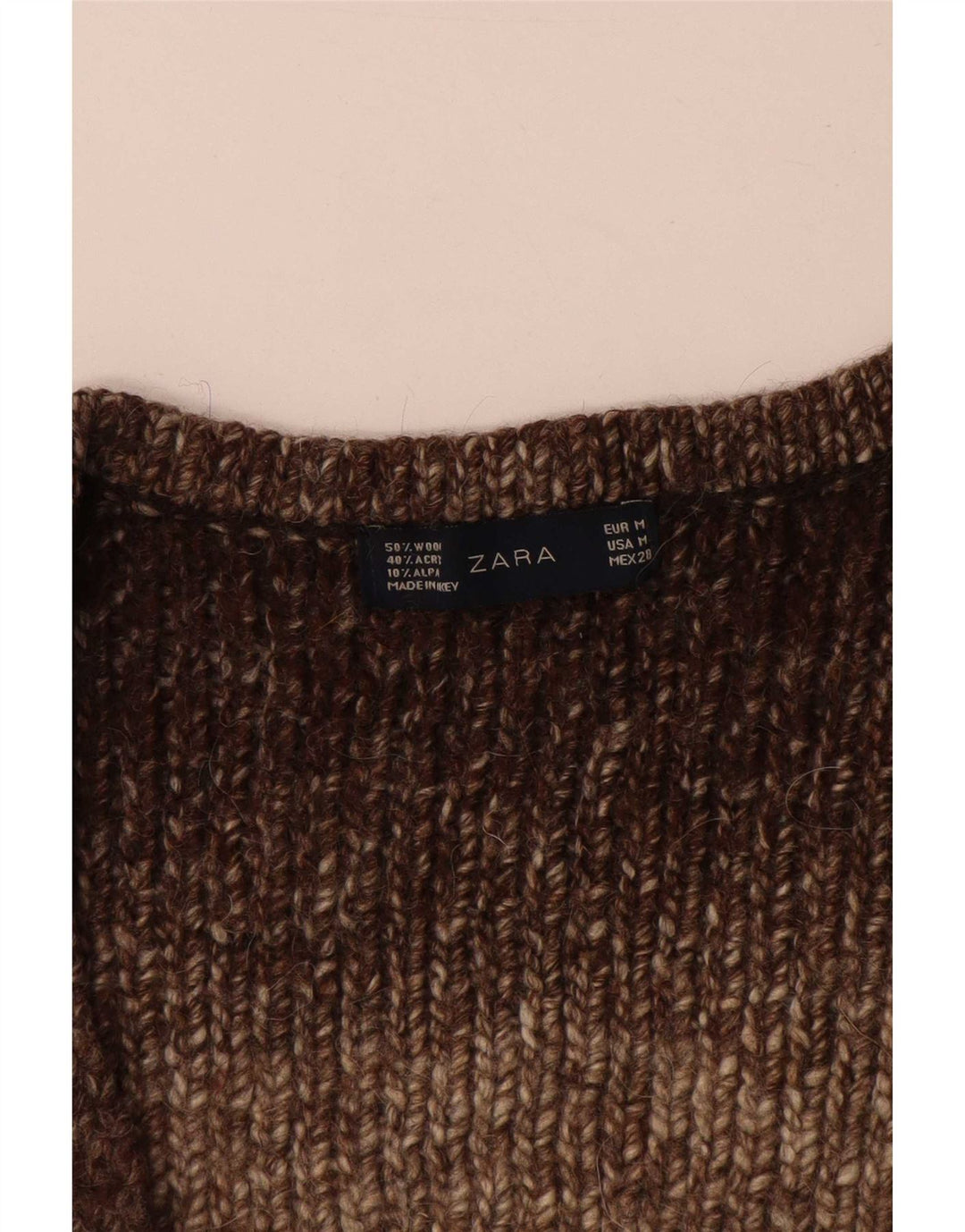 Zara Womens Crop Cardigan Sweater UK 14 Medium Brun Uld