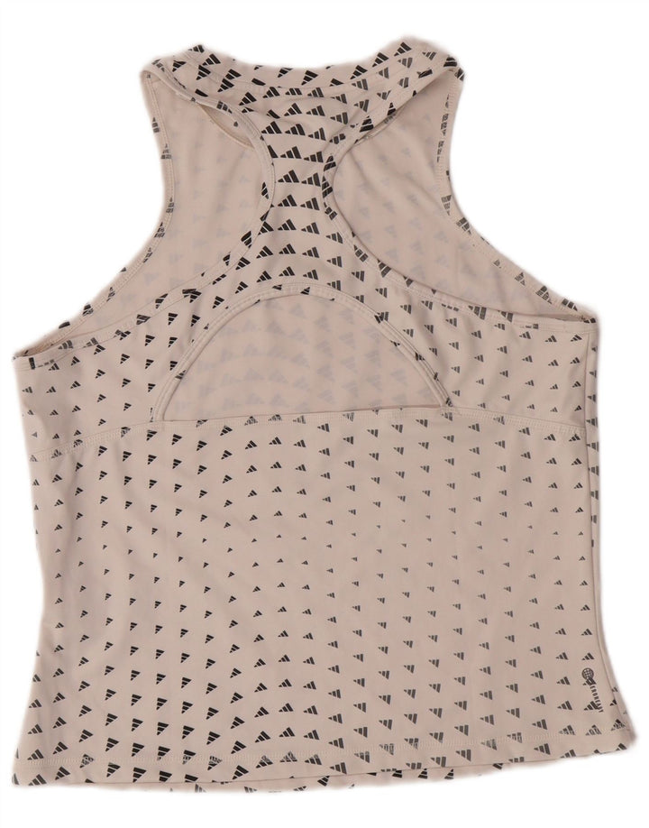 ADIDAS Womens Graphic Vest Top UK 16/18 Large White Polyester