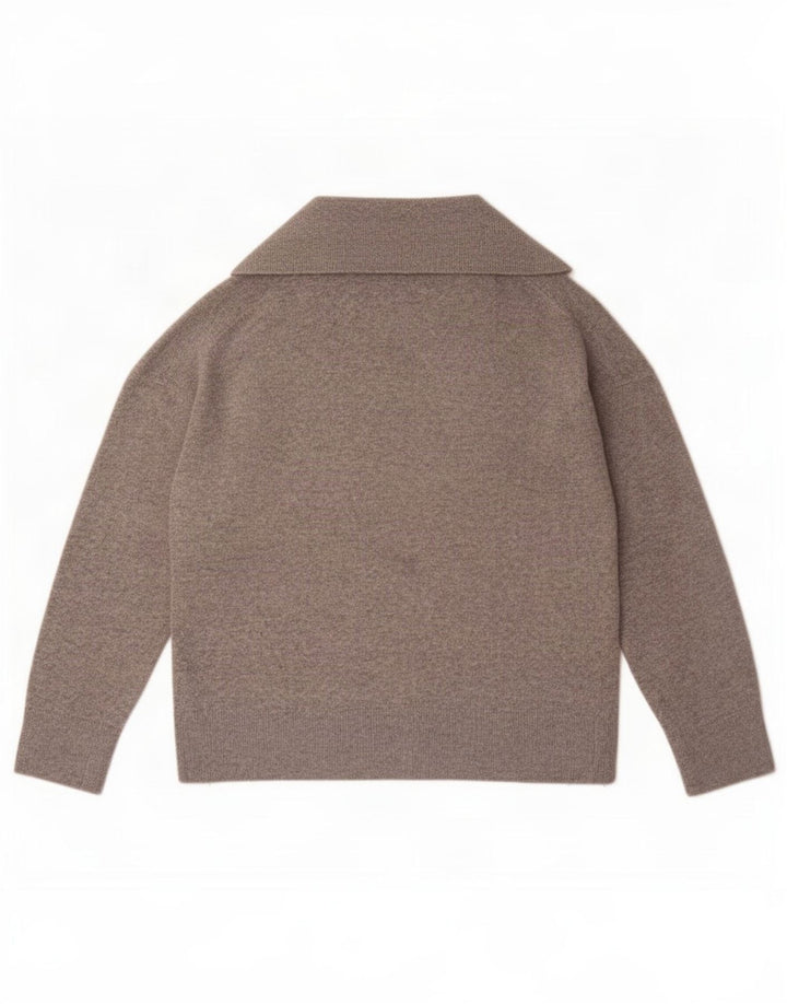 Massimo Dutti Dame Oversized Polo Neck Jumper Sweater UK 12 Medium Grey