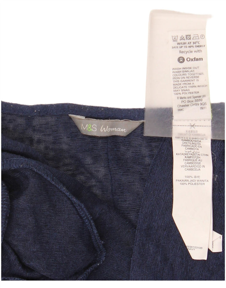 Marks & Spencer Dame Cardigan Sweater UK 10 Small Navy Blue Polyester
