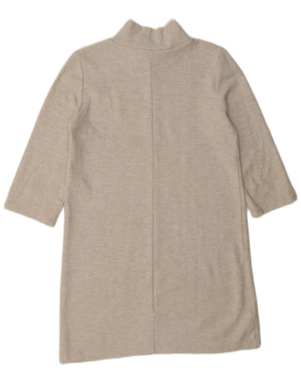 Zara Dame 3/4-ærmet Jumper Dress UK 14 Medium Grey Bomuld