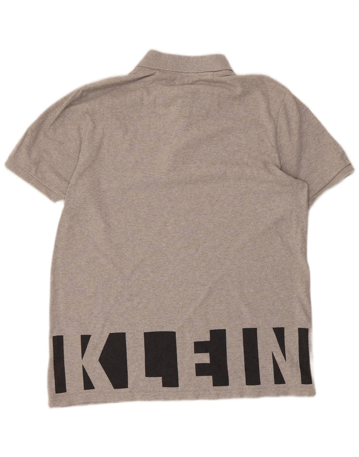 CALVIN KLEIN JEANS Grafisk poloshirt til mænd mellemgrå bomuld