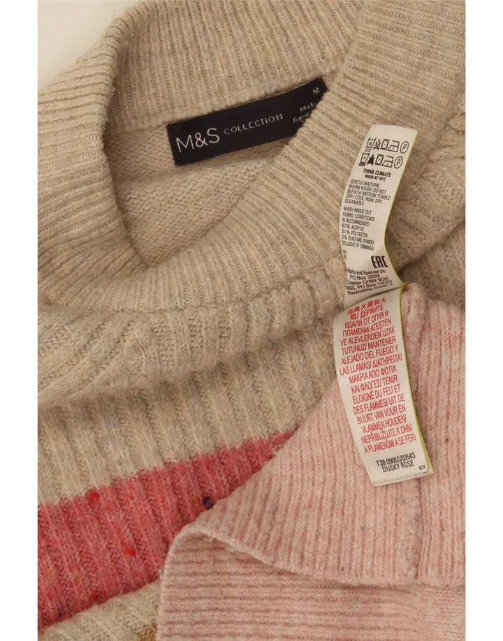 Marks & Spencer Dame sweater med rund hals DK 16 Medium Pink Stribet