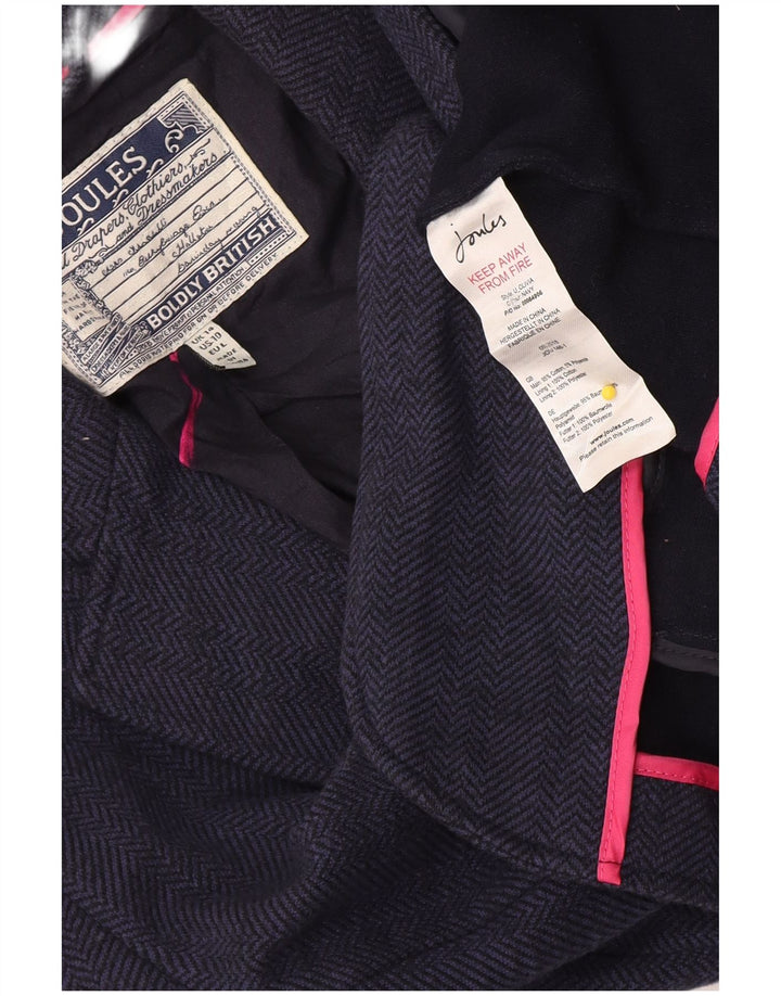 Joules Dame 1 Knap Blazer Jacket UK 14 Large Navy Blue Herringbone