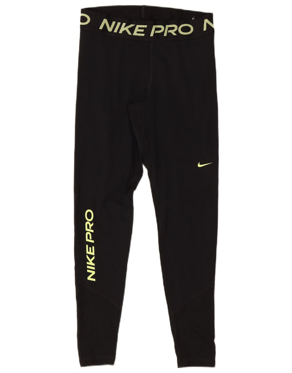 Nike Dame Dri Fit Grafiske Leggings UK 12 Medium Sort Polyester