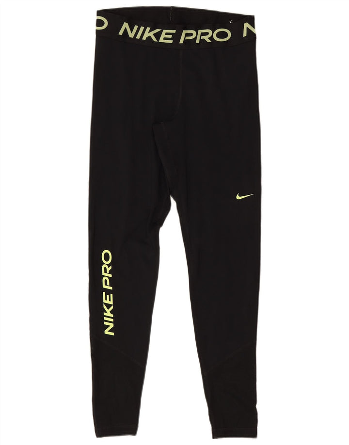 Nike Dame Dri Fit Grafiske Leggings UK 12 Medium Sort Polyester