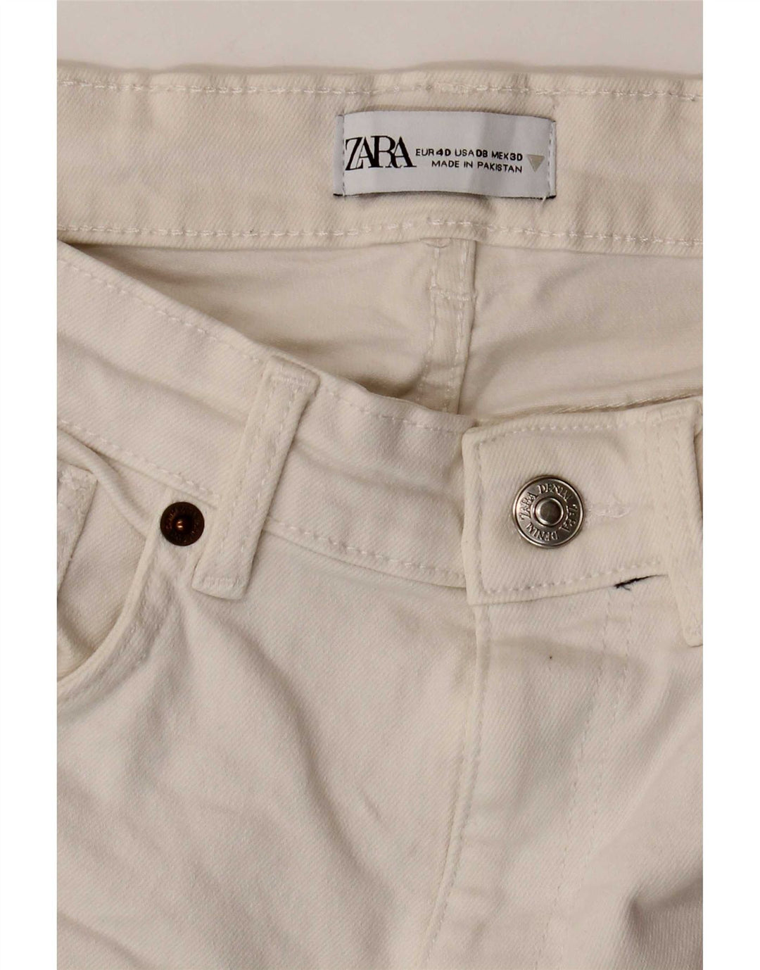 Zara Dame Cropped Jeans EU 40 Medium W30 L23 Hvid