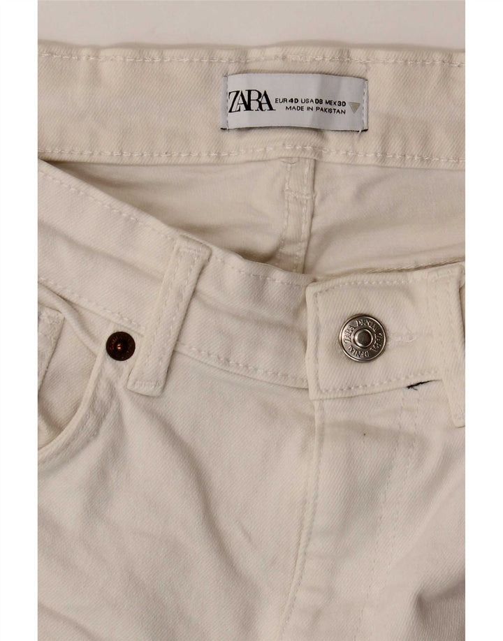 Zara Dame Cropped Jeans EU 40 Medium W30 L23 Hvid