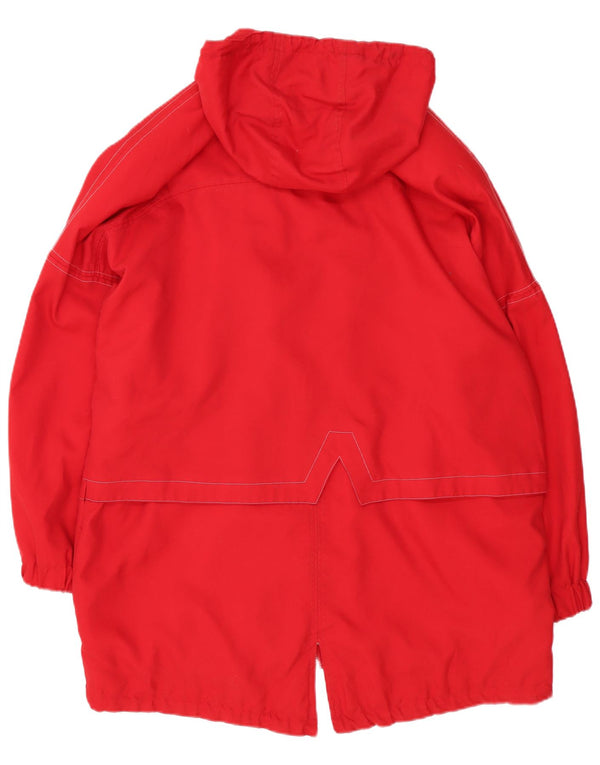 Vintage hættejakke til kvinder oversize parka jakke UK 10 Lille rød polyester