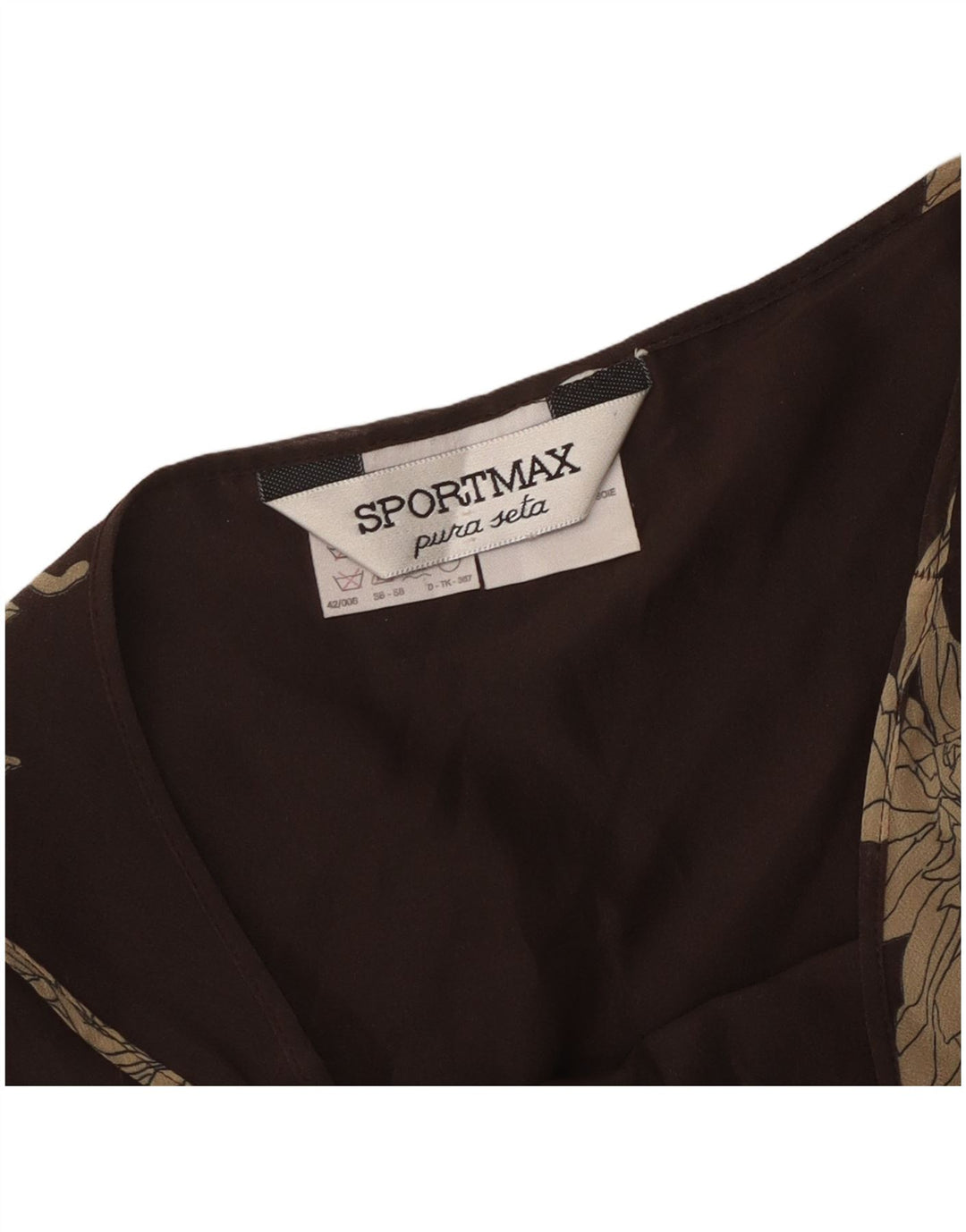 SPORTMAX Womens Sleeveless Sheath Dress UK 6 XS Brown Floral Silk