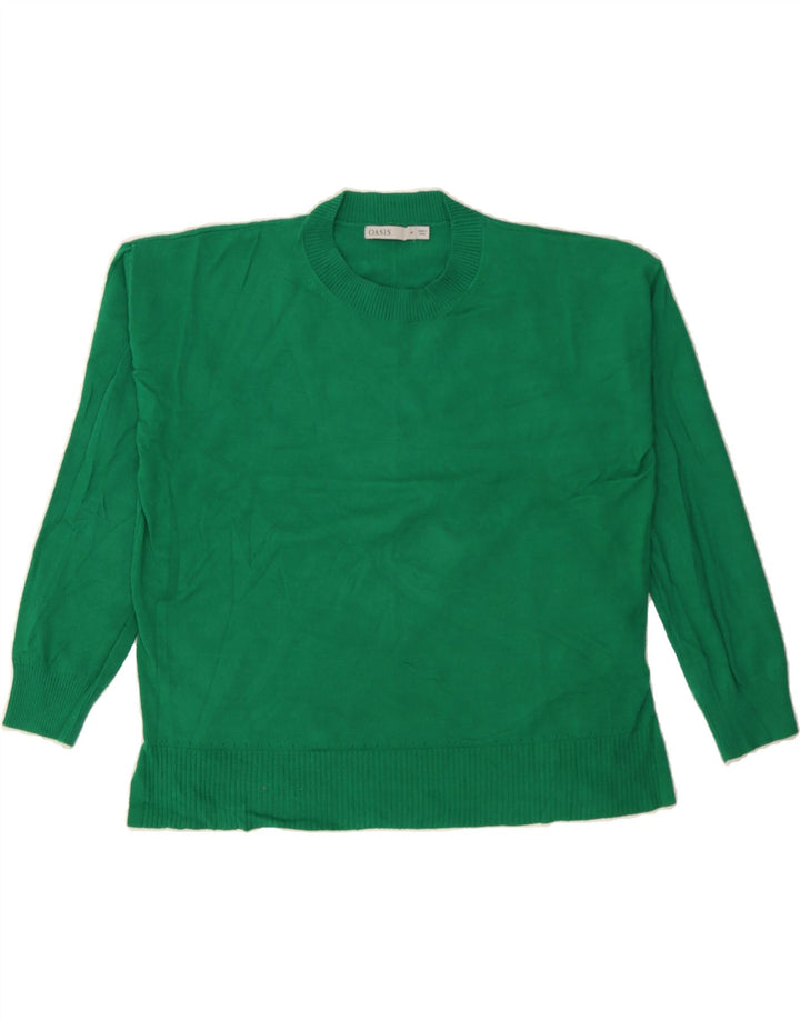 OASIS Womens Oversized Crop Crew Neck Jumper Sweater UK 14 Medium Green Vintage Oasis and Second-Hand Oasis from Messina Hembry 