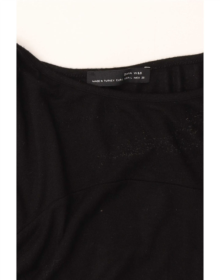 Zara Dame Langærmet Tunika Top UK 14 Large Sort