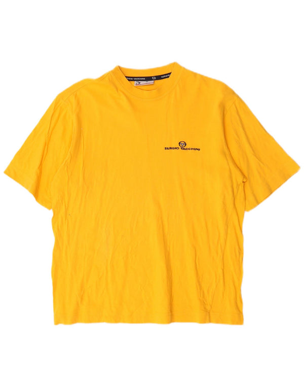 Sergio Tacchini Herre T-Shirt Top Medium Gul Bomuld