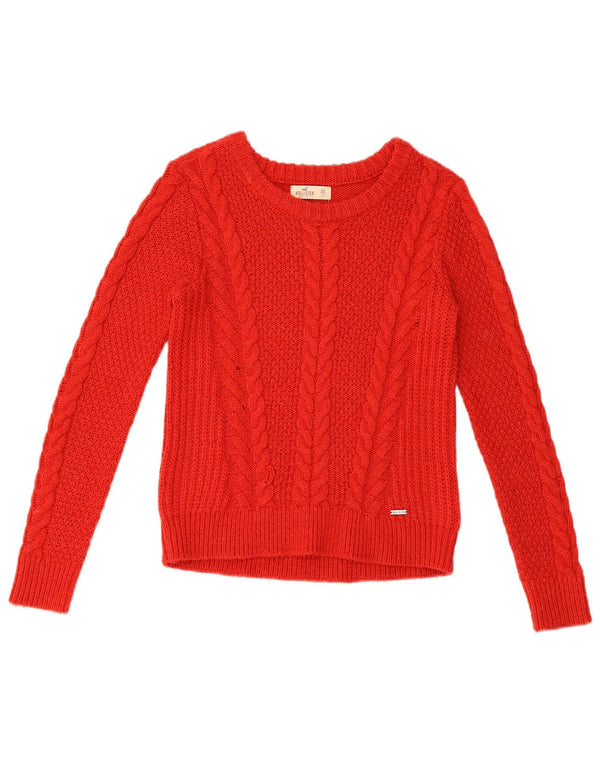 Hollister Dame Boat Neck Jumper Sweater UK 6 XS Rød Akryl
