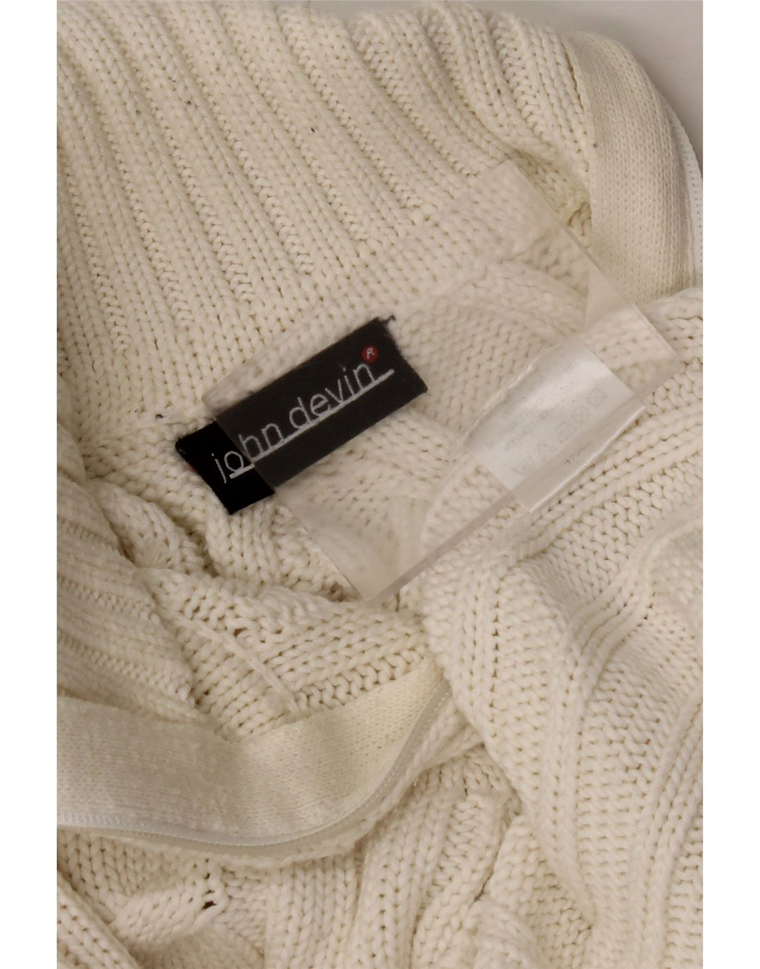JOHN DEVIN Herre sweater med lynlåshals, lille off white bomuld