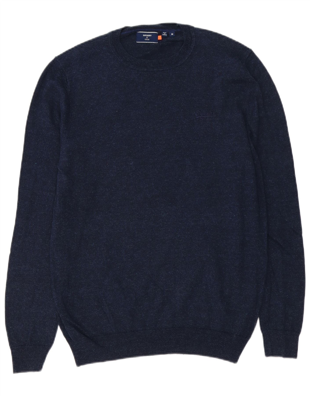 SUPERDRY sweater med rund hals til mænd Medium marineblå flækket bomuld
