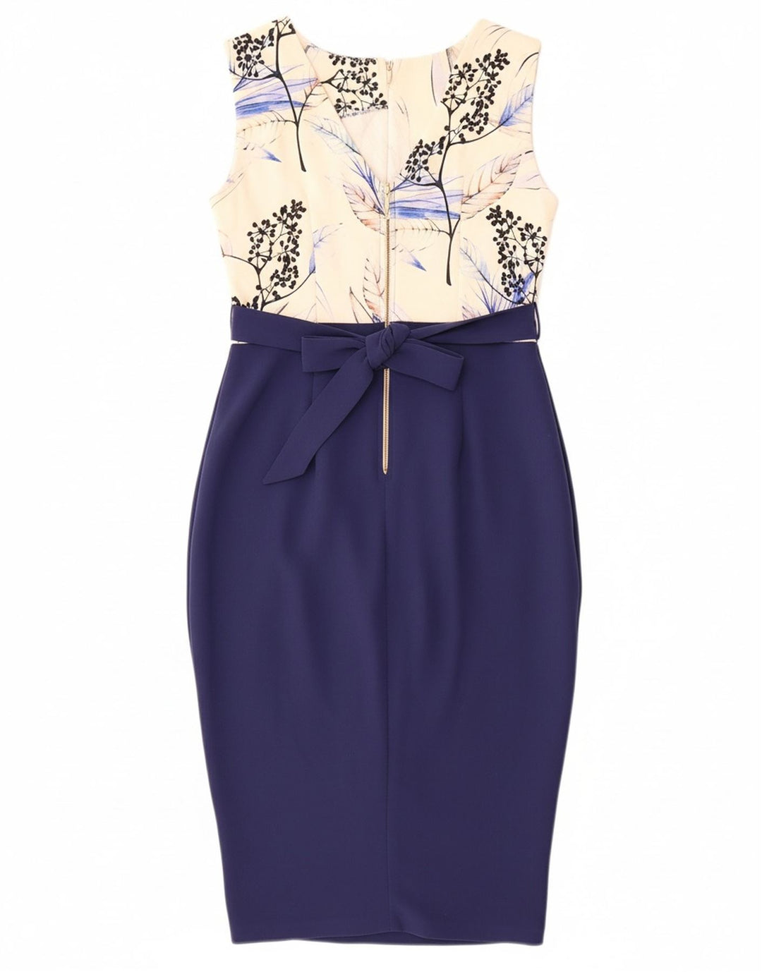 CLOSET Womens Sleeveless Bodycon Dress UK 14 Medium Navy Blue Floral