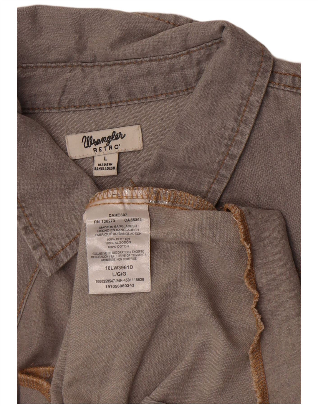 Wrangler Western skjorte til kvinder UK 16 Stor grå bomuld