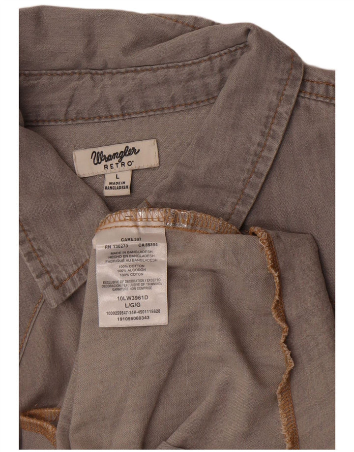 Wrangler Western skjorte til kvinder UK 16 Stor grå bomuld