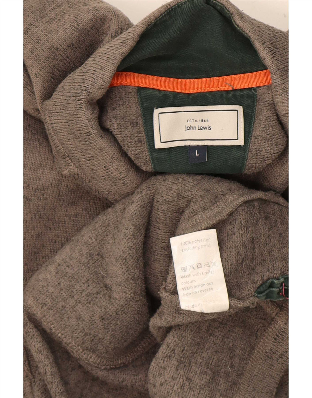 John Lewis Herre Button Neck Sweatshirt Jumper Large Grå Flecked Polyester