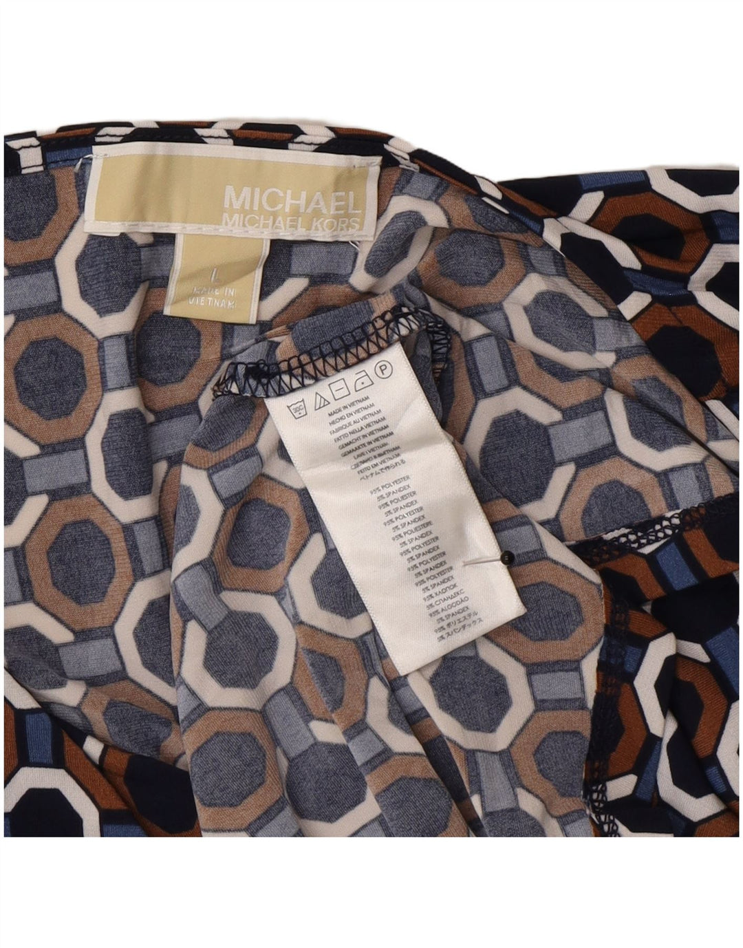 Michael Kors Dame Bluse Top UK 14 Stor Flerfarvet Geometrisk