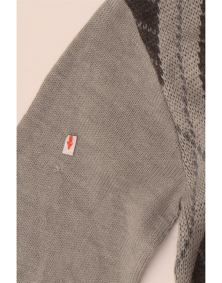 Vintage Herre Polo Neck Jumper Sweater IT 52 Large Grey Argyle/Diamond Wool