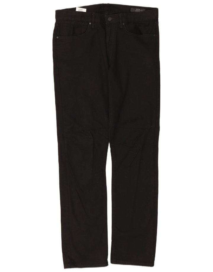 MARKS & SPENCER Slim Jeans til mænd W32 L31 Sort bomuld