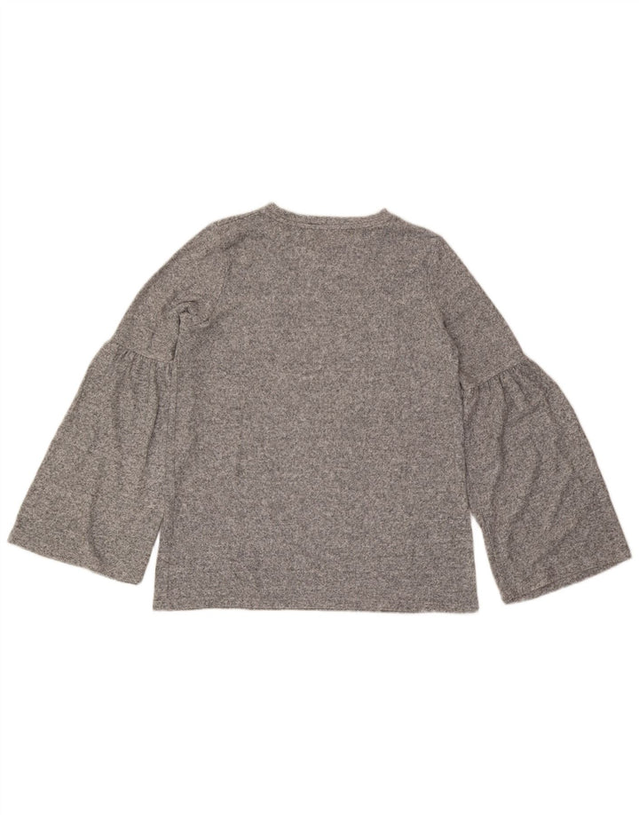 Zara Dame Trafaluc langærmet bluse Top UK 14 Medium Grey Flecked