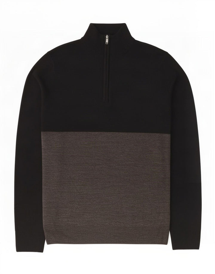 French Connection Herre Zip Neck Jumper Sweater Medium Sort Colourblock