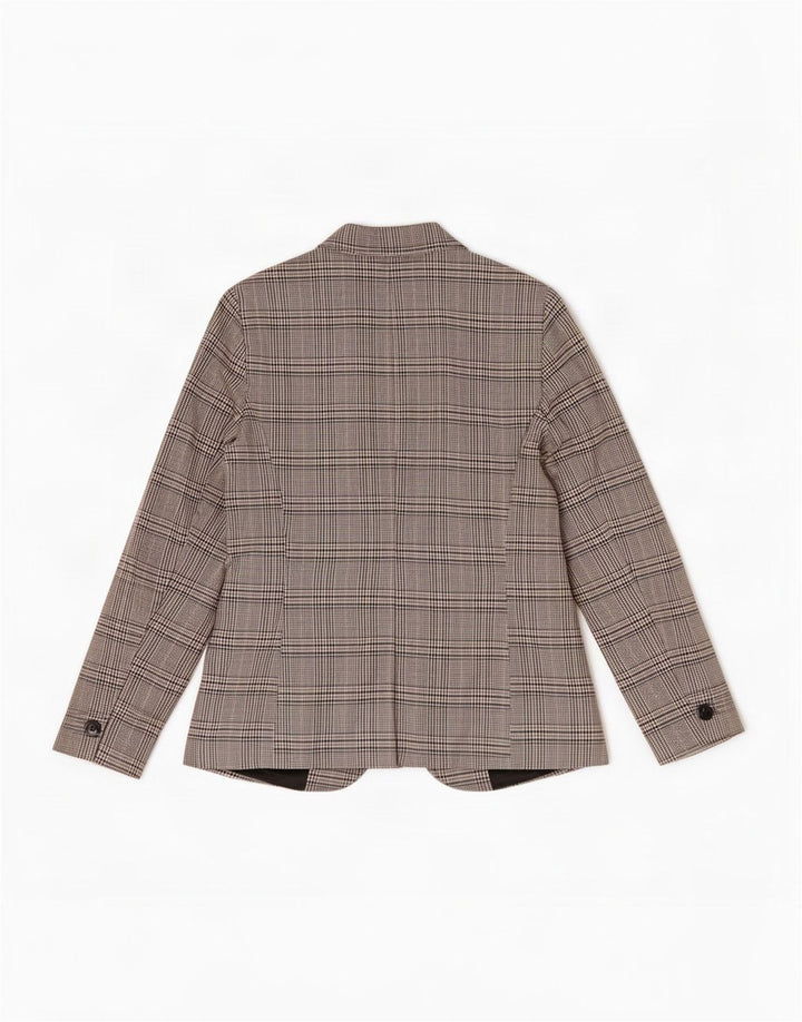 Zara Dame 1-knaps blazerjakke EU 40 Medium Grey Houndstooth Polyester