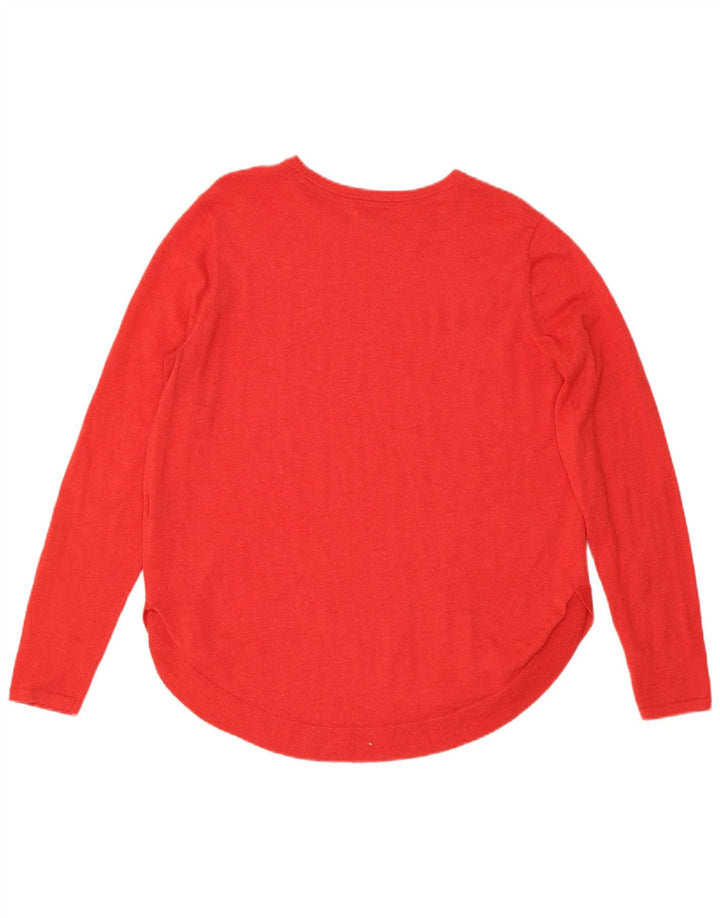 Fat Face Dame Boat Neck Jumper Sweater UK 14 Medium Rød Polyester