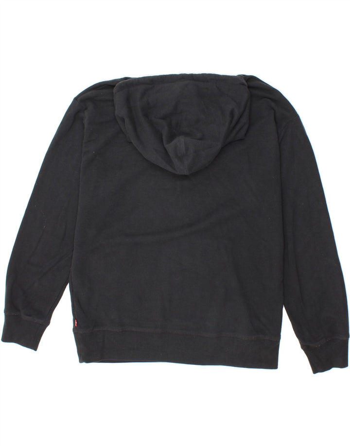 LEVI'S Womens Graphic Hoodie Jumper UK 14 Medium Black Cotton Vintage Levi's and Second-Hand Levi's from Messina Hembry 