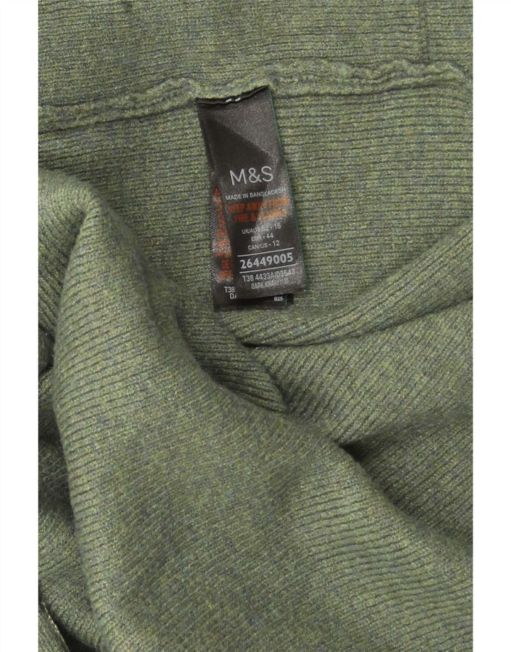 Marks & Spencer Dame Longline Åben Cardigan Sweater UK 16 Large Khaki