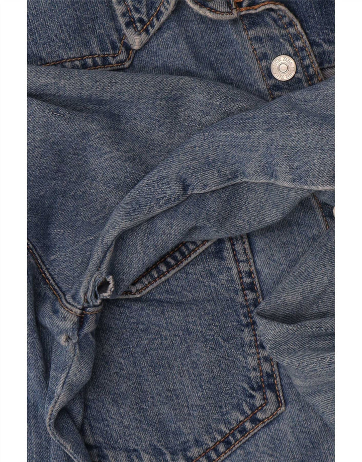 Zara Dame Denim Shirt UK 14 Medium Blue Cotton