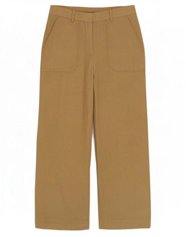 Massimo Dutti Kvinder Højtaljede Brede Ben Bukser EU 38 Small W28 L25 Beige