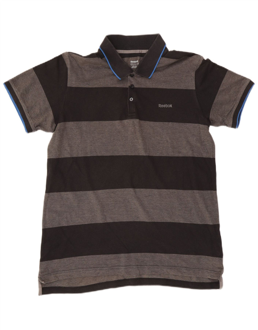 Reebok Rugby Polo Shirt til mænd Stor grå stribet bomuld