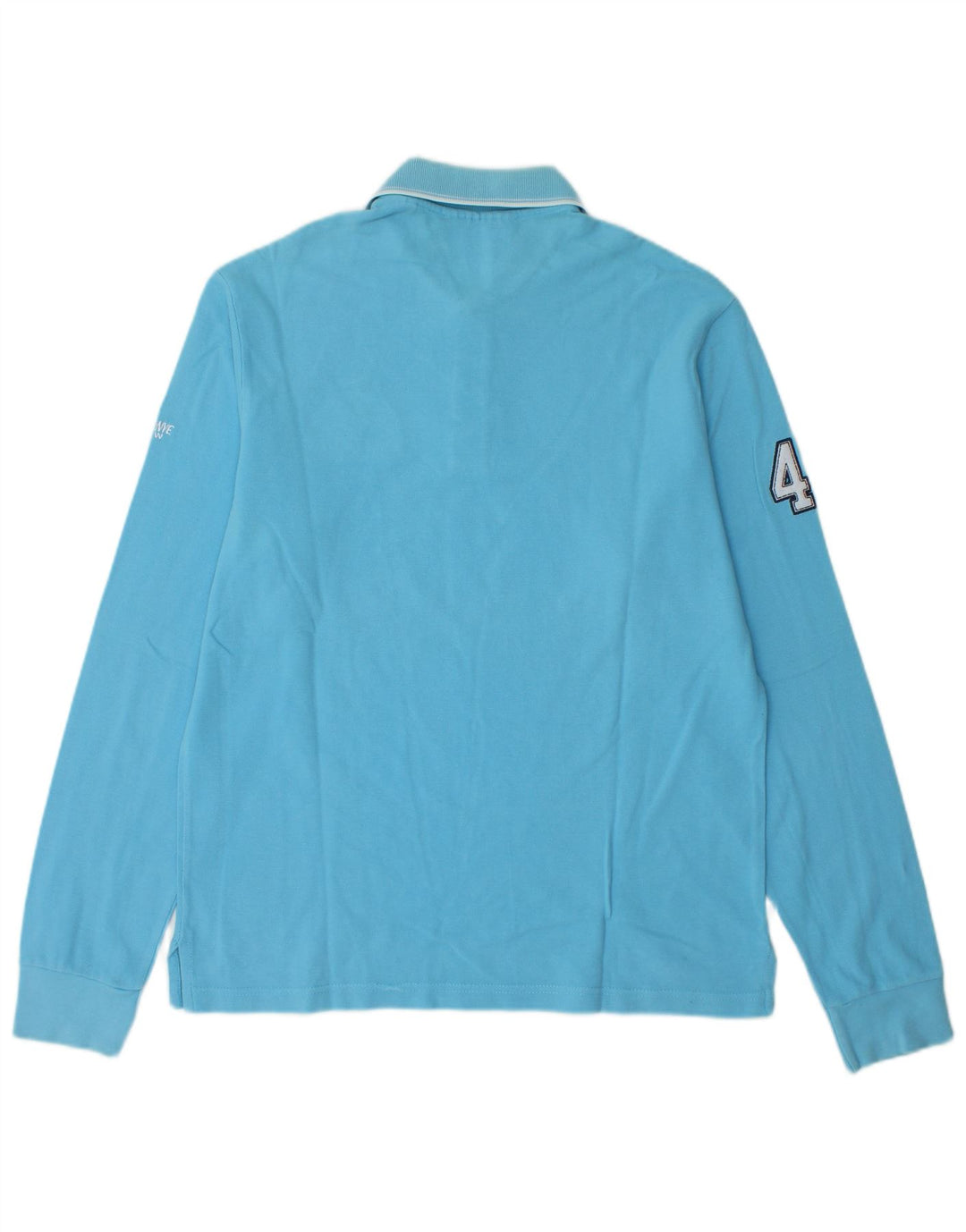 MURPHY & NYE Grafisk langærmet poloshirt til mænd, stor blå bomuld