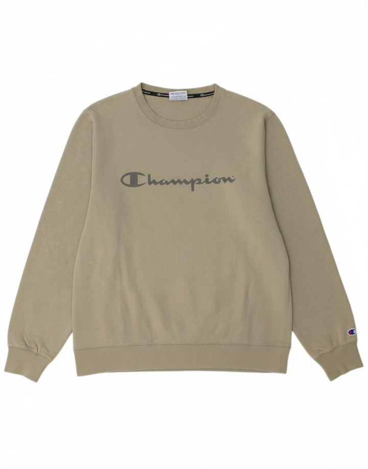 CHAMPION Mens Graphic Sweatshirt Jumper XL Green Cotton