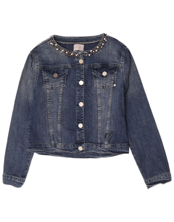 Vintage Dame Crop Denim Jacket UK 18 XL Blå Bomuld
