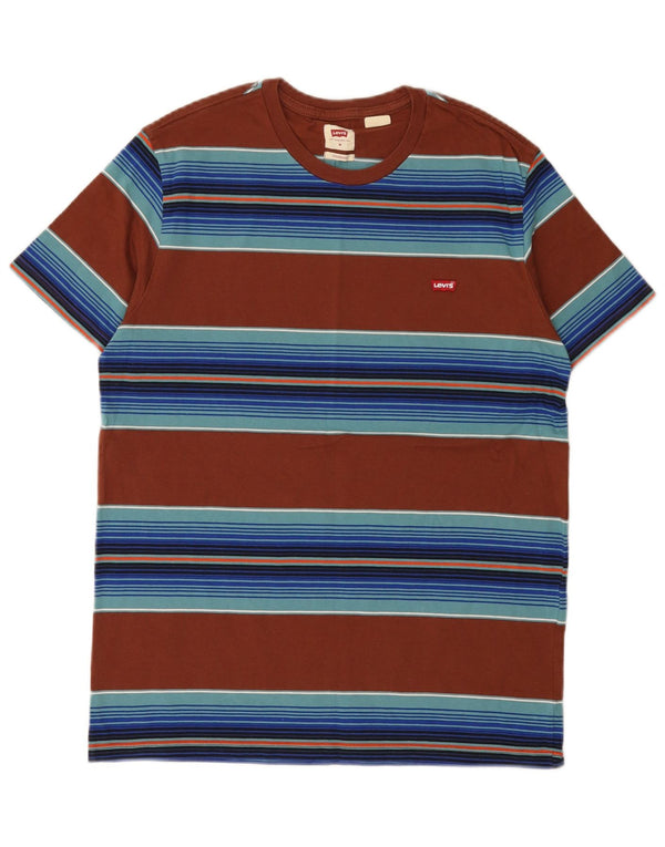 Levi's Herre Standard Fit T-Shirt Top Medium Brun Stribet