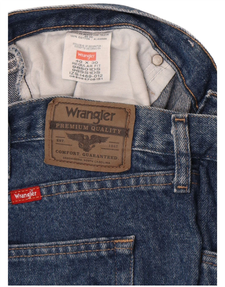 Wrangler Herre Regular Fit Straight Jeans W40 L30 Blå Bomuld