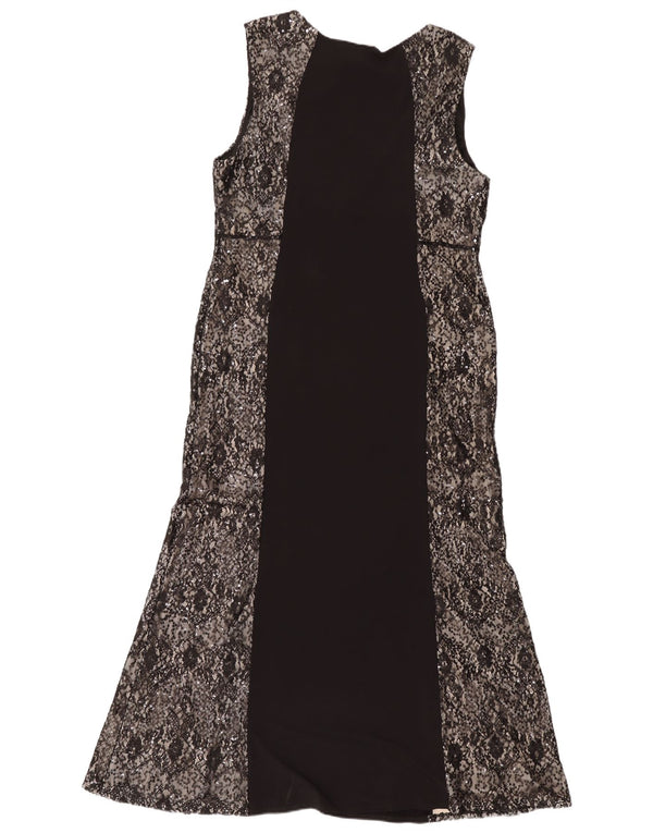 Wallis Dame Petite Ærmeløs Lace Maxi Kjole UK 18 XL Sort Blomster