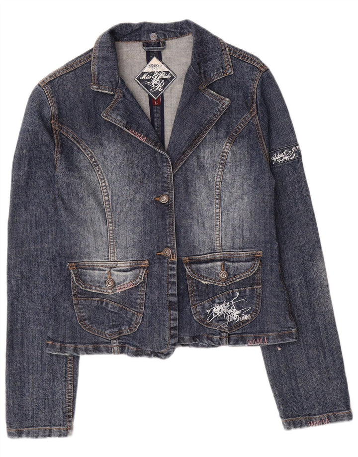 Vintage Dame denimjakke UK 14 Stor Blå Bomuld