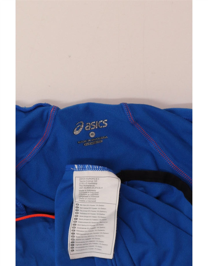 Asics herre lynlås hals hætte top langærmet medium blå polyester