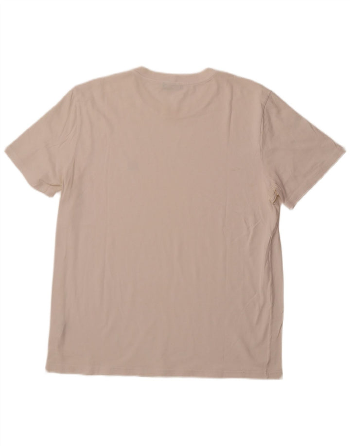 BENETTON Herre T-Shirt Top Stor Hvid Bomuld