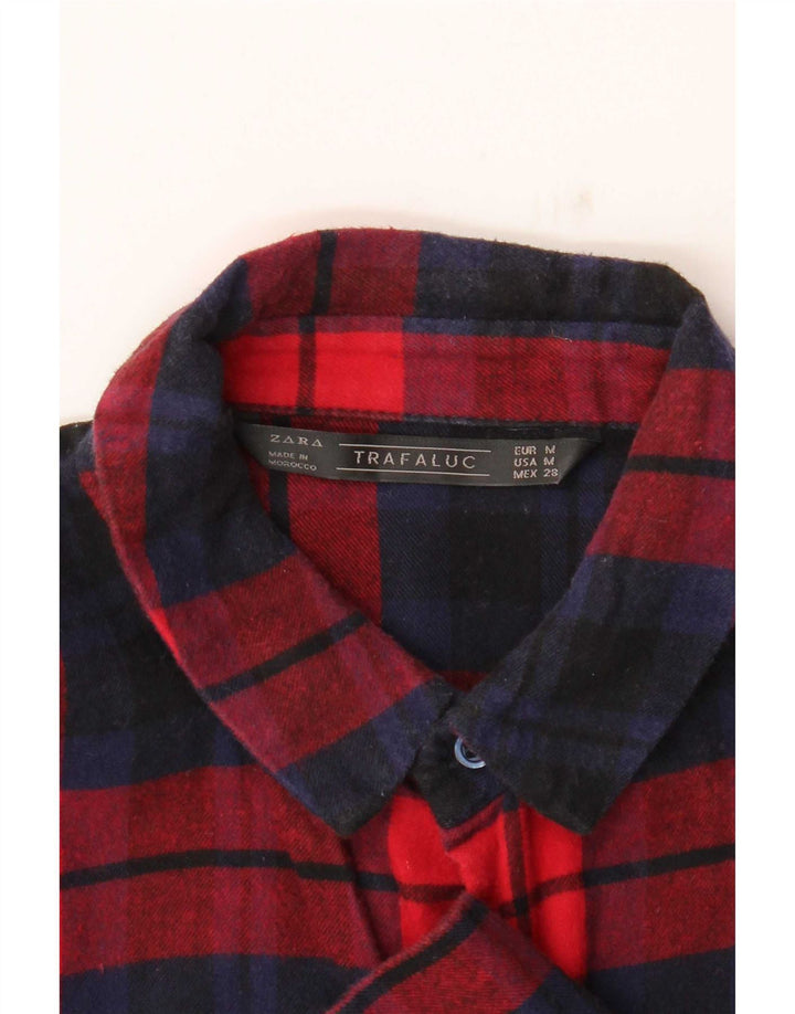 Zara Dame Flanell Shirt UK 14 Medium Rød Ternet